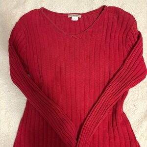 Elegant Red V-Neck Sweater